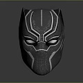 Striking Black Panther Mask With Metallic Texture And Blue Accents Futuristic Look