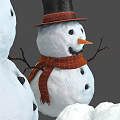 Cheerful Snowmen With Scarves Hats Snowballs And Small Snow Piles Nearby