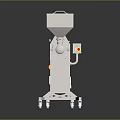 Beige Industrial Machine with Square Feeding Hopper Red Yellow Buttons and Wheels