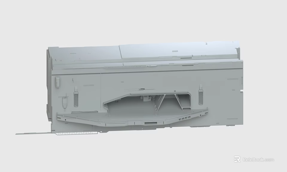 Gray Mechanical Component 3D Model with Structural Frame and Industrial Design 3d model 