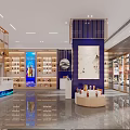 Modern Liquor Store Interior Design With Wine Bottles Display Shelves And Blue Decor