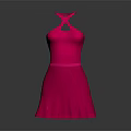Stylish Pink Halter Neck Dress With Front Cutout And Flared Skirt Design
