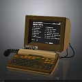Vintage Control Data Electronic Terminal With Brown Case Screen Keyboard And Telephone Handset 3d model