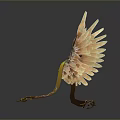 Ornate Winged Weapon With Golden Brown Decorative Straps And Spikes In Metallic Texture