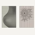 Light Colored Modern Wall Decor with Wavy Lines and Geometric Pattern Design 3d model