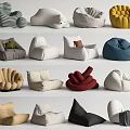 Soft Comfortable Bean Bag Chairs In Various Styles And Multiple Color Choices 3d model