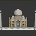 Taj Mahal Iconic Architecture With White Marble Dome Four Minarets Symmetrical Design