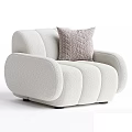 Modern Gray Single Sofa With Curved Backrest And Geometric Pattern Pillow Design 3d model