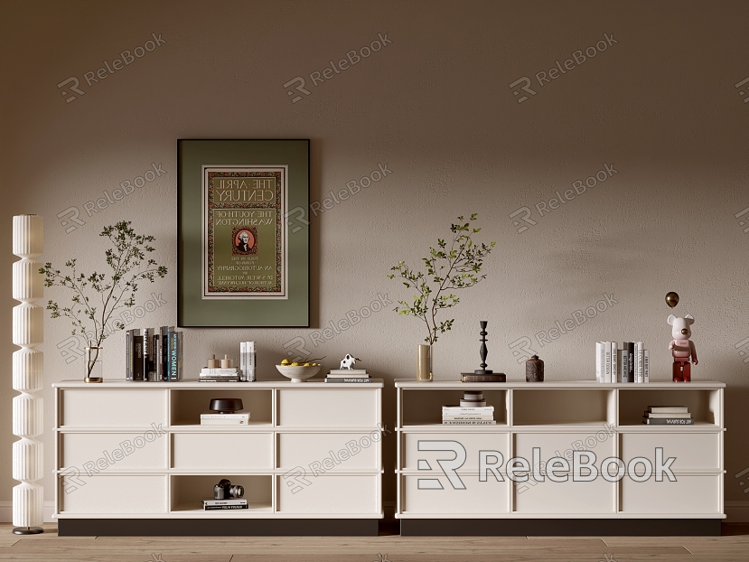 Modern Cream Style Bookcase Whole Cabinet Sideboard Cabinet Balcony Cabinet Storage Cabinet Entrance Cabinet model