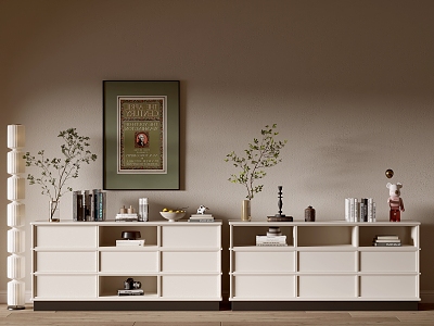 Modern Cream Style Bookcase Whole Cabinet Sideboard Cabinet Balcony Cabinet Storage Cabinet Entrance Cabinet 3d model