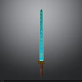 Decorative Sword With Blue Blade Red Hilt And Golden Accents