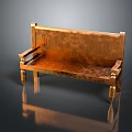 Copper Colored Metal Public Bench With Armrests Intricate Backrest And Elegant Legs