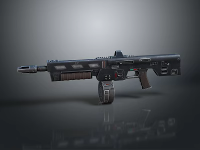 Futuristic Black Tactical Assault Weapon With Sleek Design And Grip Details 3d model