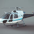 White Helicopter With Blue Stripe Modern Rotor Design Exterior Studio Background