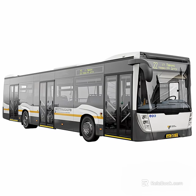 Modern Van Hool City Bus With White Black Body Yellow Stripes Large Windows 3d model