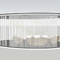 Circular Pergola With White Vertical Slats And Woven Seating Interior Design 3d model