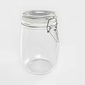Transparent Glass Storage Jar With Metal Clasp Lid For Kitchen Organization