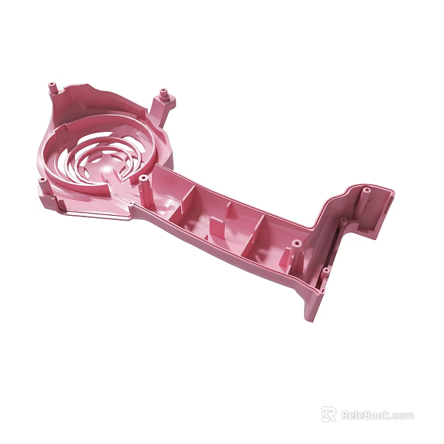 Pink Plastic Mechanical Component Housing Bracket With Structural Holes Design 3d model