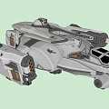 White Futuristic Combat Space Weapon With Armored Hull And Black Glass Canopy