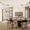 Modern Open Living And Dining Room With Large Windows Green View Sofa And Dining Table