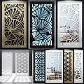 Stylish Room Dividers Featuring Geometric And Floral Patterns In Multiple Colors 3d model