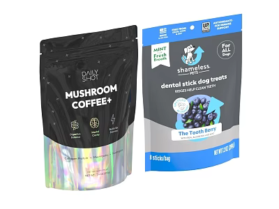 Mushroom Coffee Plus And Blueberry Mint Ethical Dental Stick Dog Treats 3d model