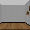 Relaxing SPA Sauna Room with Gray Chairs Wooden Foot Basins Towels and Wall Paintings