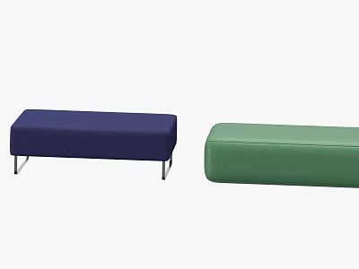 Modern Upholstered Sofa Bench With Blue Green Fabric And Metal Legs 3d model