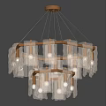 Modern White Pleated Chandelier With Wooden Frame Brass Accents And Hanging Design