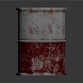 Rusty Metal Barrel Featuring Silver Top Red Bottom Peeling Paint And Stained Surface 3d model