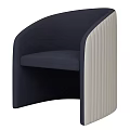 Navy Blue Single Sofa With Beige Ribbed Side Panels And Curved Armrest Design 3d model