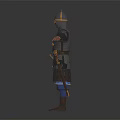 Medieval Warrior Wearing Metal Armor And Helmet Standing With Arms Outstretched Blue Pants Brown Boots