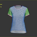 Light Pink Short Sleeve T shirt with Round Neck and Geometric Pattern Design