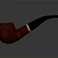 Mahogany Tobacco Pipe With Black Stem And Gold Accent Design