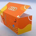 Orange Household Storage Box With Open Lid And Geometric Decorative Patterns 3d model