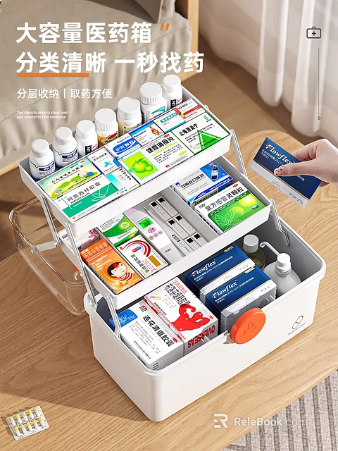 Home Medicine Storage Box With Multiple Compartments For Organized Medical Supplies 3d model 