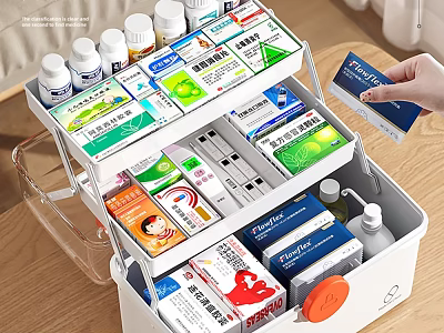 Home Medicine Storage Box With Multiple Compartments For Organized Medical Supplies 3d model