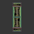 Multi tiered Retail Display Shelves with Colorful Products Green Signage and Decorative Flowers