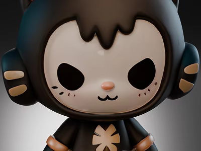 Game Movie Character Cartoon With Black Hood Large Ears Pink Nose And White Pattern 3d model