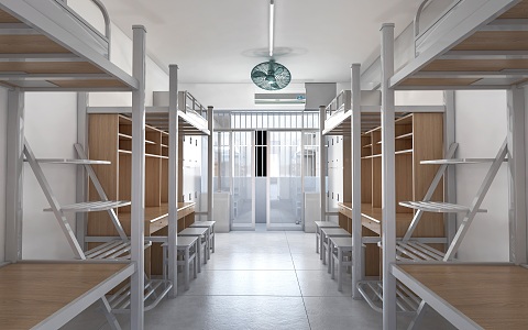 Dormitory Student Dormitory Worker Dormitory Upper and Lower Bed High and Low Bed School Dormitory 3d model