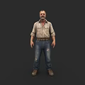 Man with Beard Wearing Rolled Sleeve Shirt Distressed Jeans and Brown Boots