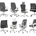 Ergonomic Office Chairs With Mesh Back And Adjustable Features In Various Styles 3d model