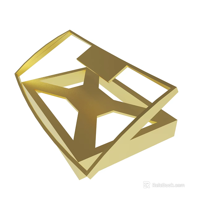Modern Golden Geometric Frame Structure With Abstract Metallic Design Elements 3d model 