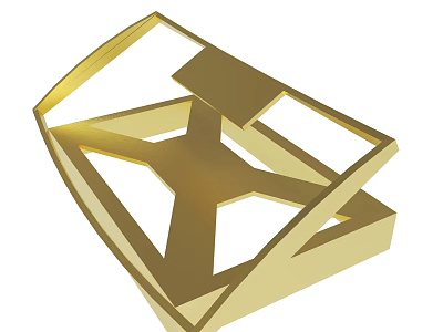 Modern Golden Geometric Frame Structure With Abstract Metallic Design Elements 3d model