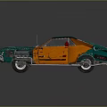 Green Vintage Car Model Showcasing Red Interior Chrome Accents Silver Wheels On Gray Background