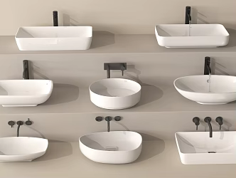 Modern basin faucet ceramic basin counter basin 3d model