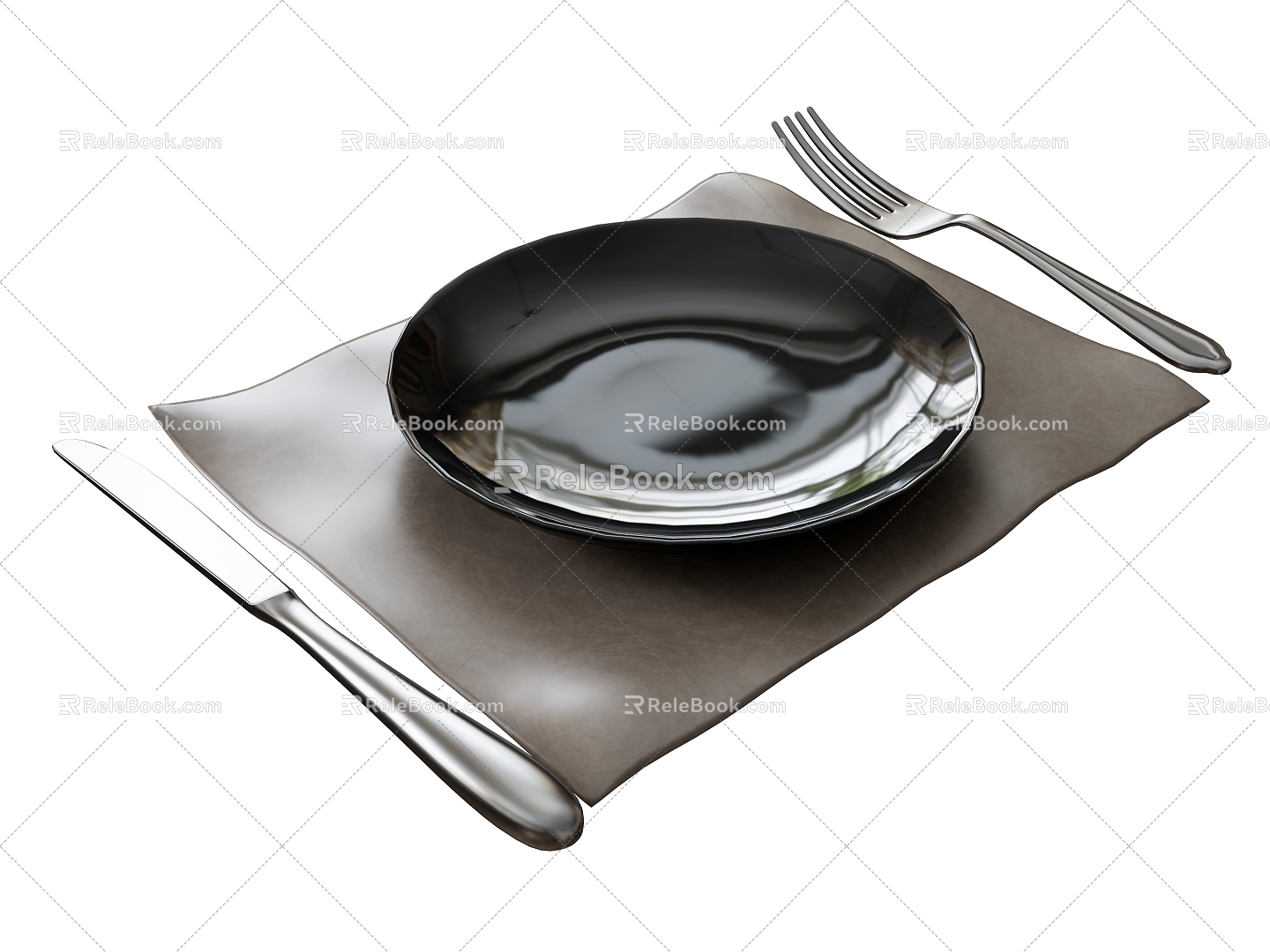 Tableware knife and fork placemat 3d model