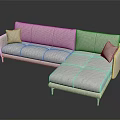 Light Gray Upholstered Sectional Sofa with Two Cushions Wooden Legs and Modern Design