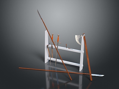 Weapon Rack Cold Weapon Sword Halberd Axe Hook Fork Spear Trident 3d model