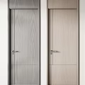 Modern Wooden Hinged Doors with Different Wood Tones and Metal Handles for Interior Design